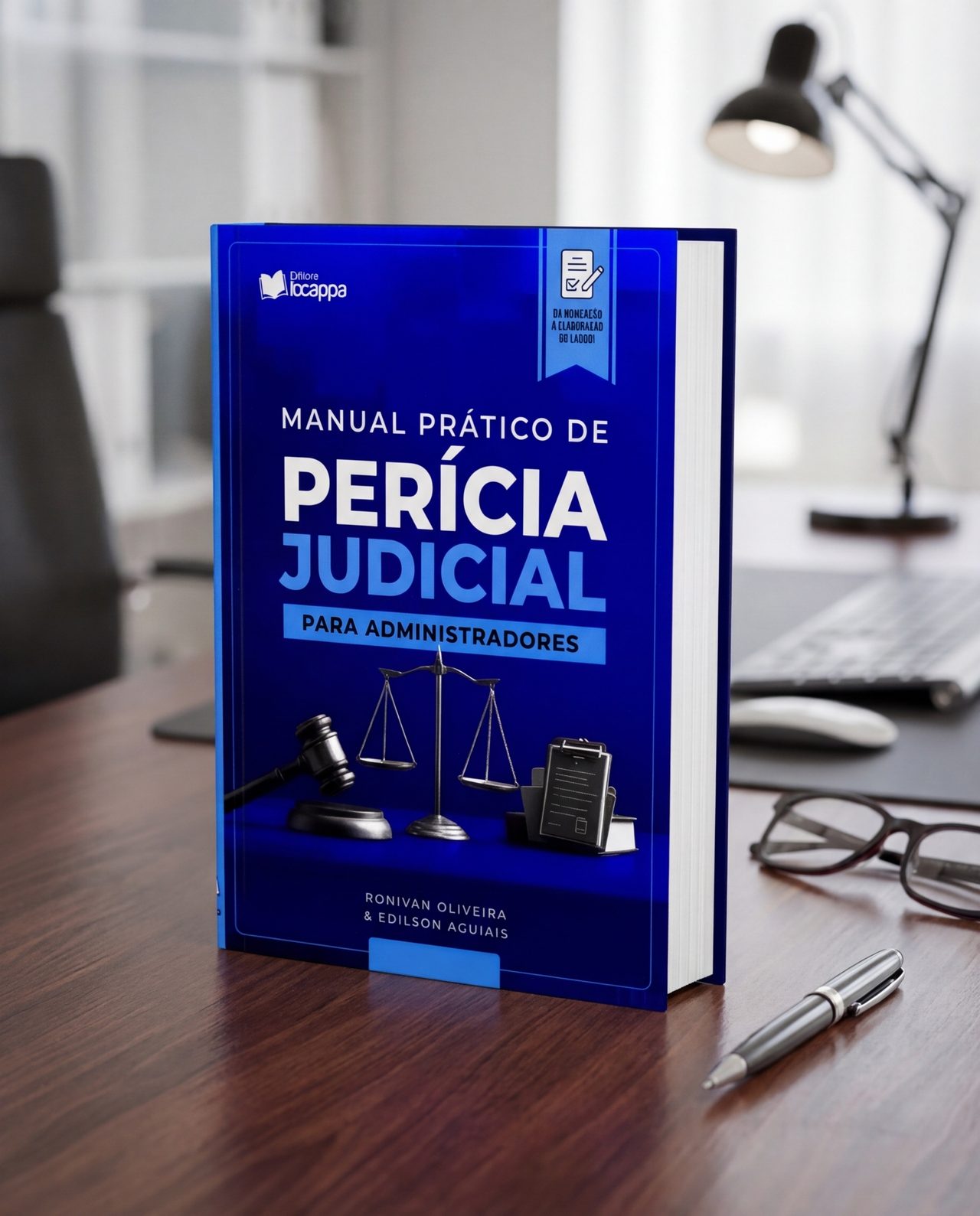 Livro Manual Prático de Perícia Judicial para Administradores sobre a mesa de um escritório