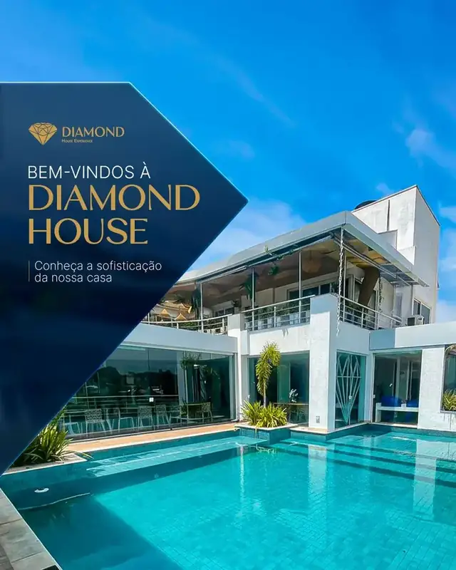 Diamond House — fachada da mansão com piscina